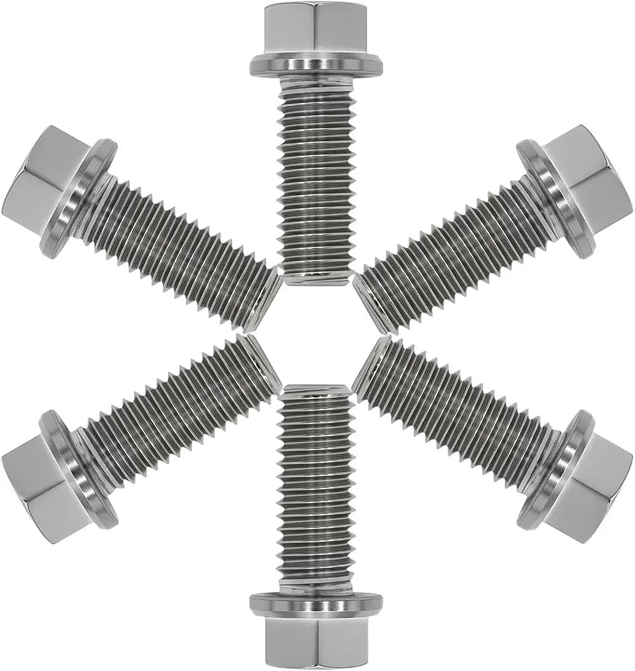 Titanium Flange Hex Bolts M8X20mm, 6PC, Titanium Color