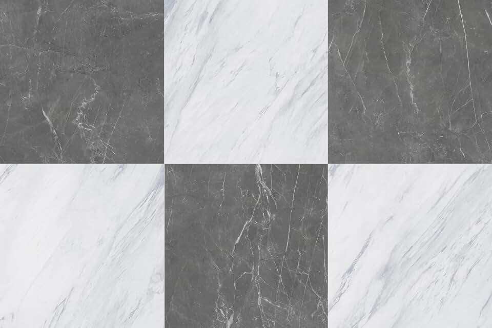 Peel and Stick Floor Tiles, Light Gray Marble, 30 Sq.Ft