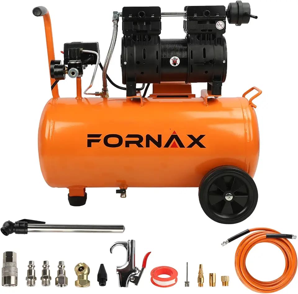 FORNAX 8 Gallon Air Compressor With kits, 1HP 2.2 CFM, Max 125 PSI Oil-Free Air Compressor Tank, 70 dB Ultra Quiet Compressor for Nail Guns, Tire Inflation, and DIY Home Projects