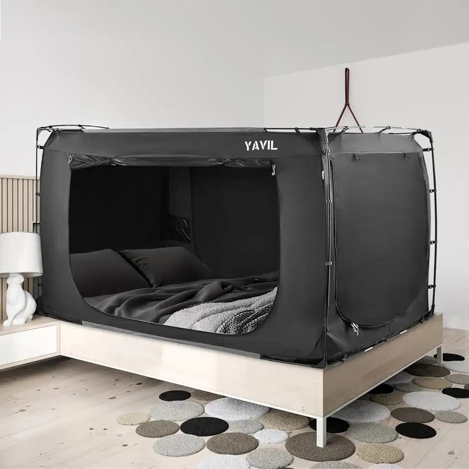 Twin Bed Tent Canopy for Kids Adults, Indoor Privacy Blackout Sleep Tent