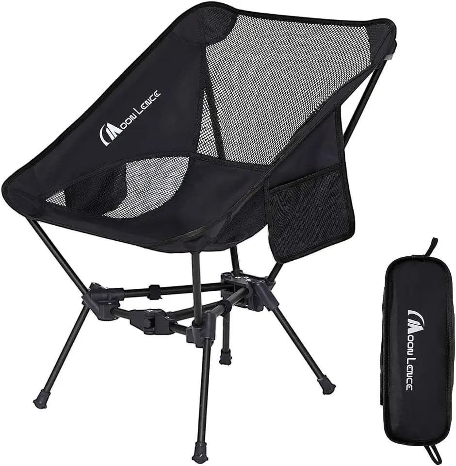 MOON LENCE Portable Camping Chair Backpacking Chair - The 4th Generation Ultralight Folding Chair - Compact, Lightweight Foldable Chairs for Hiking Mountaineering, Beach (Black-1Pack)