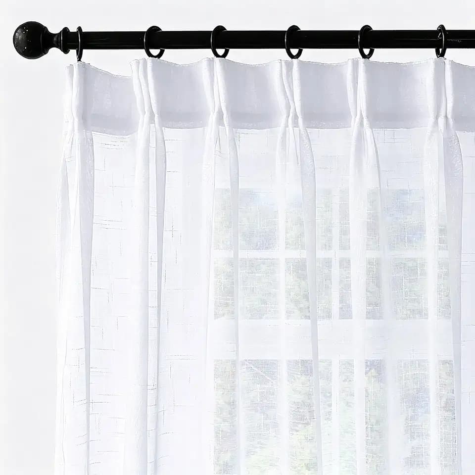 White Sheer Curtains 102 Inches Long Pinch Pleat Ceiling Curtains & Drapes