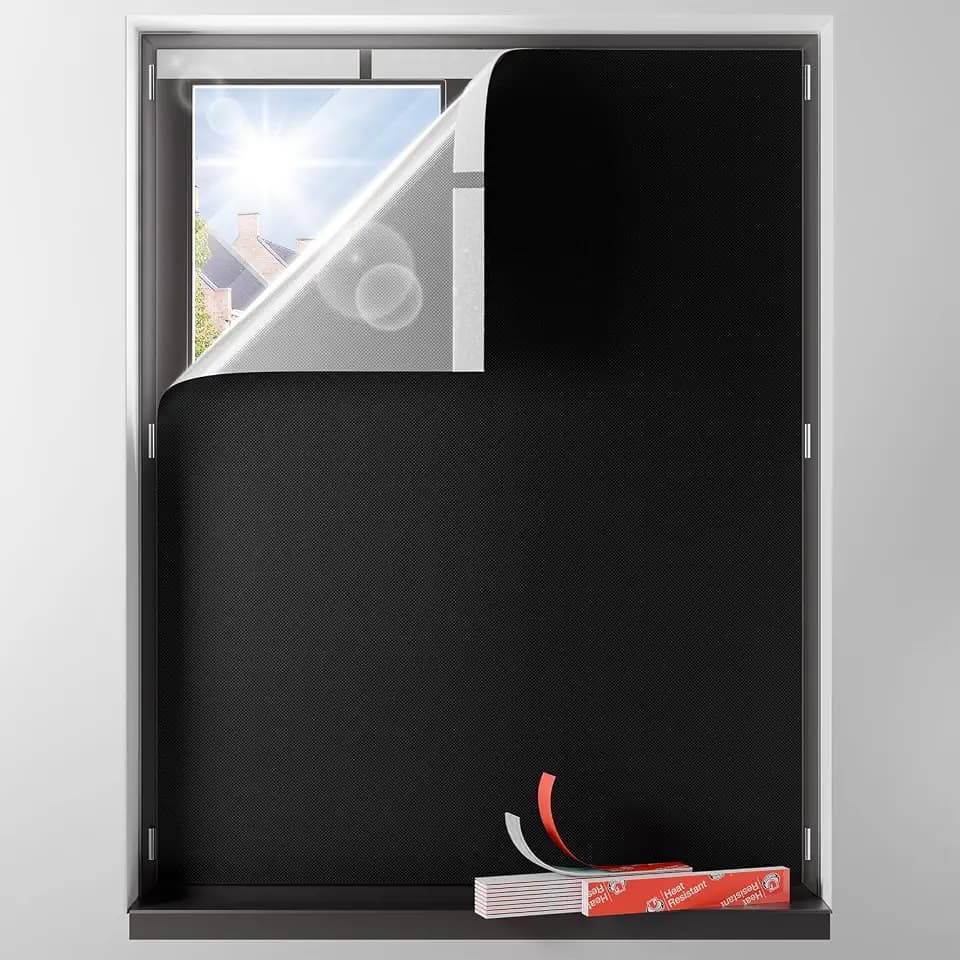 Sumobaby Blackout Curtains for Bedroom Portable 95"x63",No Drill Blackout Shades with Upgraded Hook&Loop Tapes,100% Black Out Window Cover,Thermal Insulated Blinds for Bedroom,Nursery(1 Panel,Black)