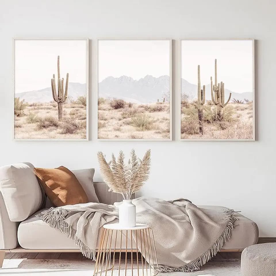 Pennclys Sonoran Desert Landscape Wall Art Cactus Arizona Canvas Wall Decor Desert Poster Pictures Saguaro Cactus Art Prints Landscape Painting for Home Bedroom 24x36x3 Inch Unframed