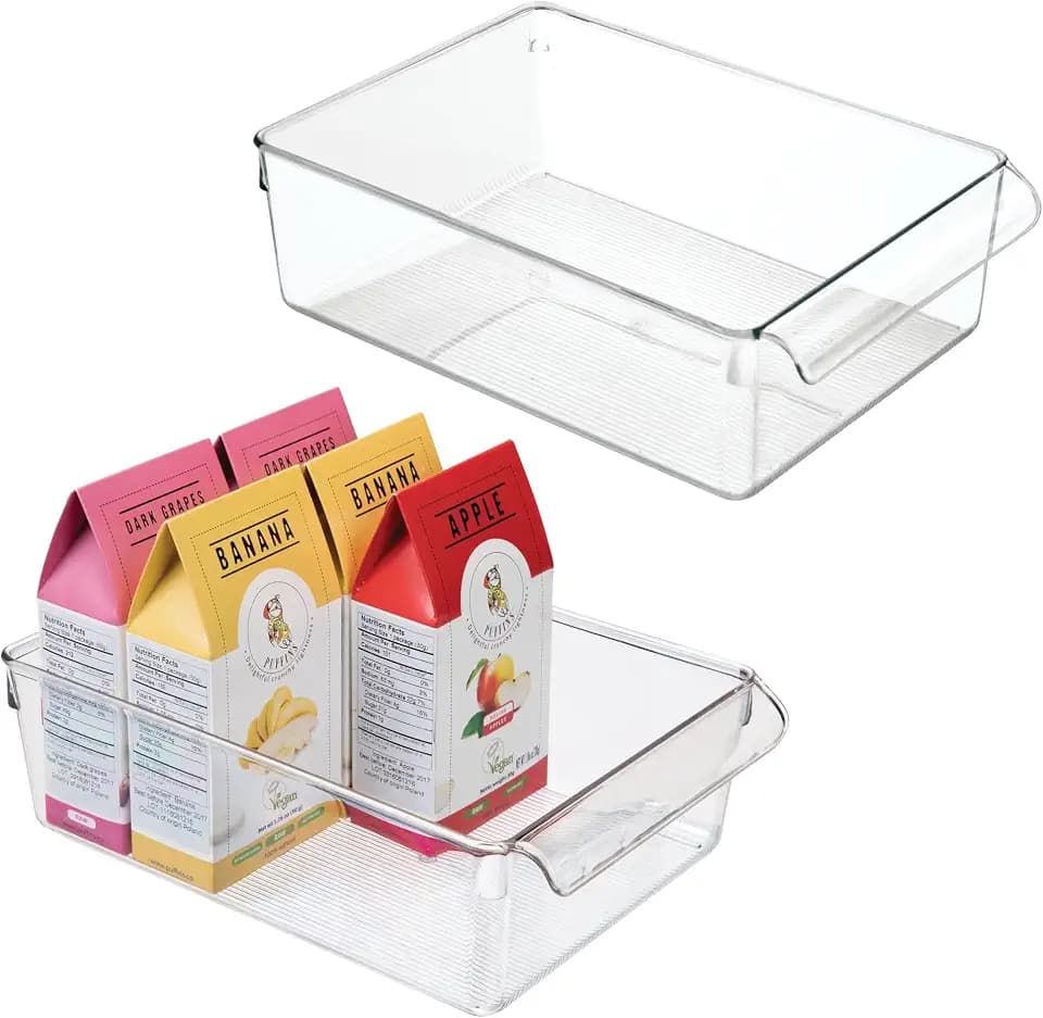 iDesign Fridge Storage Bin with Handle, Set of 2, Clear