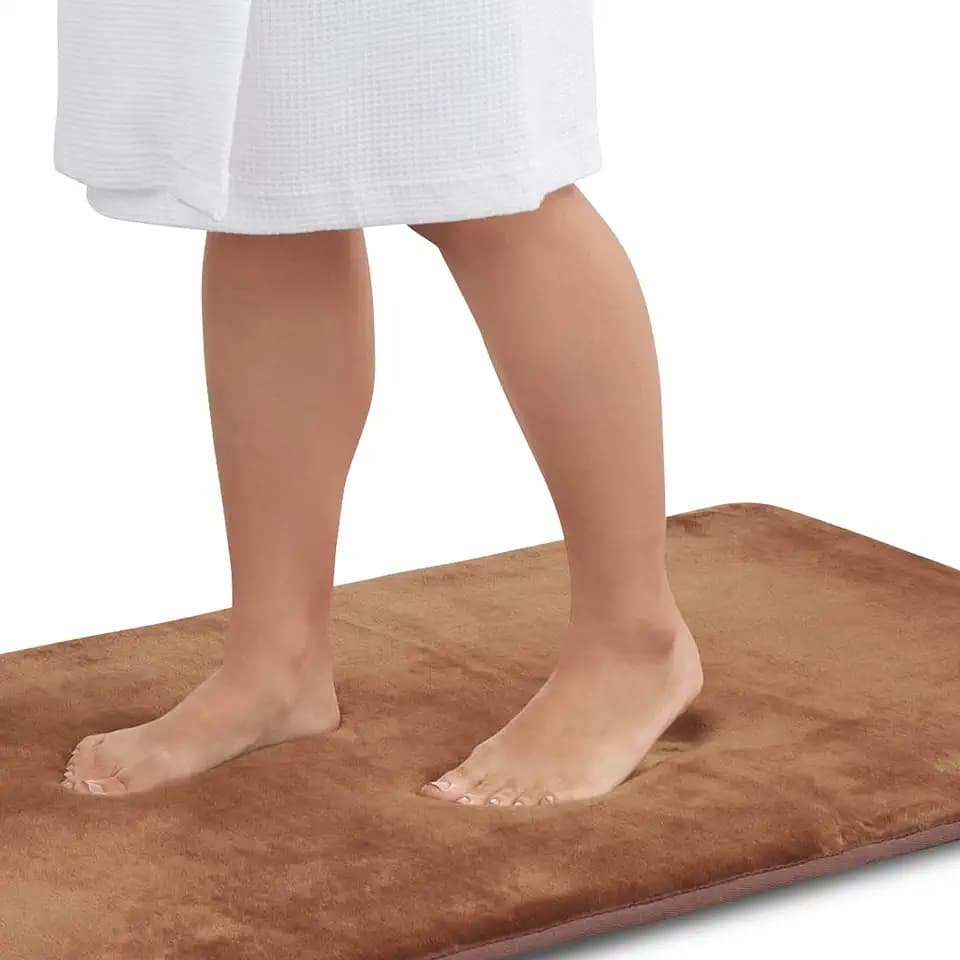 Memory Foam Bath Mat Non Slip Absorbent Super Cozy Velvet Bathroom Rug Carpet (22 inches X 36 inches, Brown)