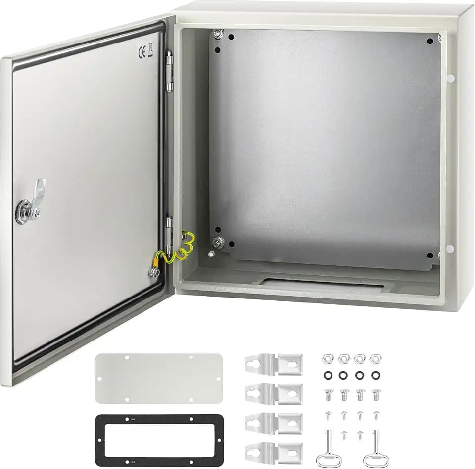 VEVOR NEMA Steel Enclosure, 16 x 16 x 6'' NEMA 4X Steel Electrical Box, IP66 Waterproof & Dustproof, Outdoor/Indoor Electrical Junction Box, with Mounting Plate