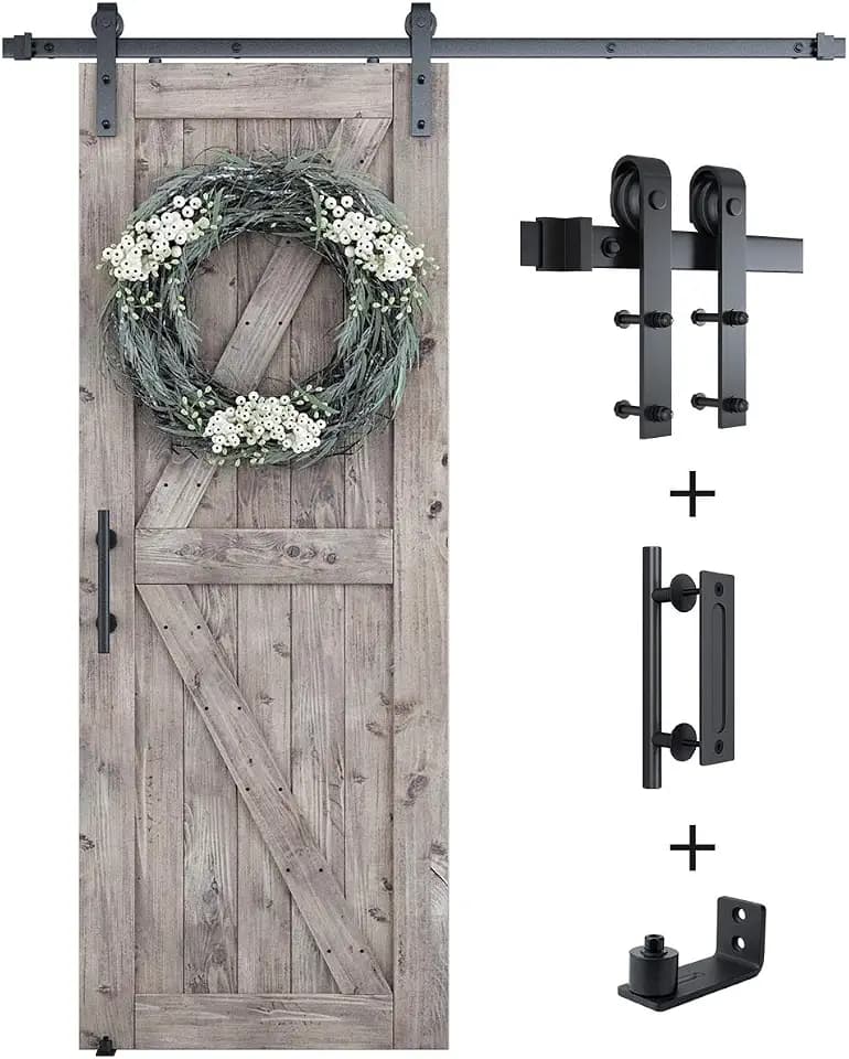 SMARTSTANDARD 6FT Sliding Barn Door Hardware Whole Kit, Fit 36" W Door