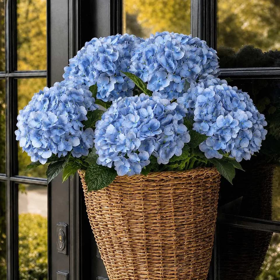 5pcs 21in Light Blue Hydrangeas Artificial Flowers Real Touch Hydrangeas Faux Hydrangea Flowers with Stems for Wedding Bouquets Arrangement Home Table Centerpieces Baby Shower Party Decoration