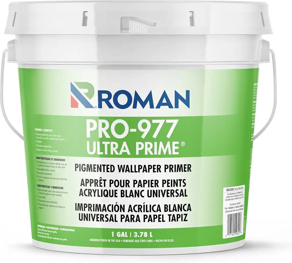 ROMAN PRO-977 Ultra Prime Wallpaper Primer - Water-Based, White, 1-Gallon