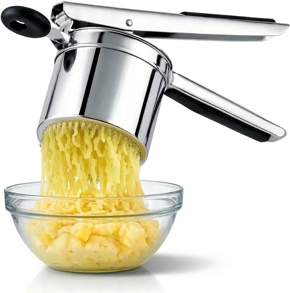 Large 15oz Potato Ricer Fixed Disc - Heavy Duty Stainless Steel Potato Masher and Ricer for Mashed Potatoes | Non Slip Baby Food Squeezer, Kitchen Gadget Tool for Food Press & Food Mill