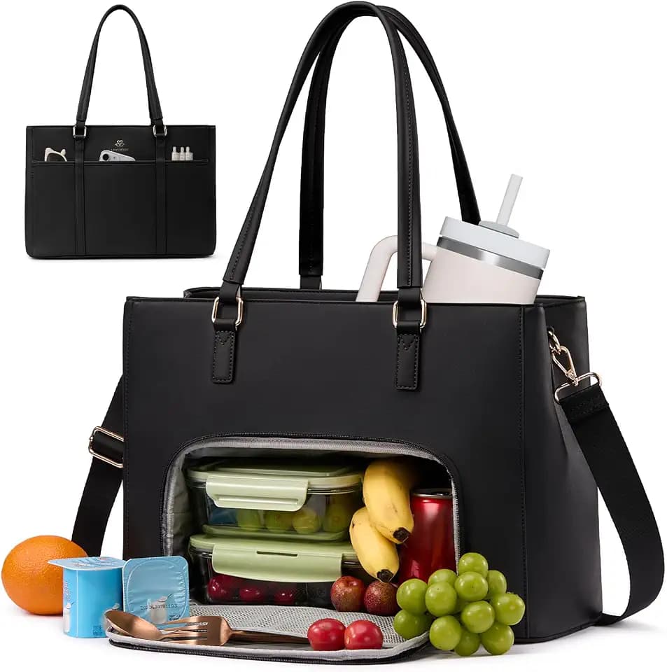 LOVEVOOK Lunch Bag for Women, Work Laptop Tote Bag with Lunch Compartment