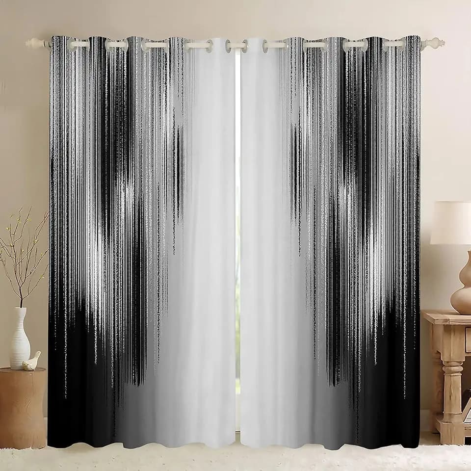 jejeloiu Grey and Black Curtains for Bedroom Living Room (2 Panels, 52 x 84 Inch) Modern Art Darkening Drapes Decor Vintage Messy Rust Blackout Curtains Gradient Stryle Window Treatments