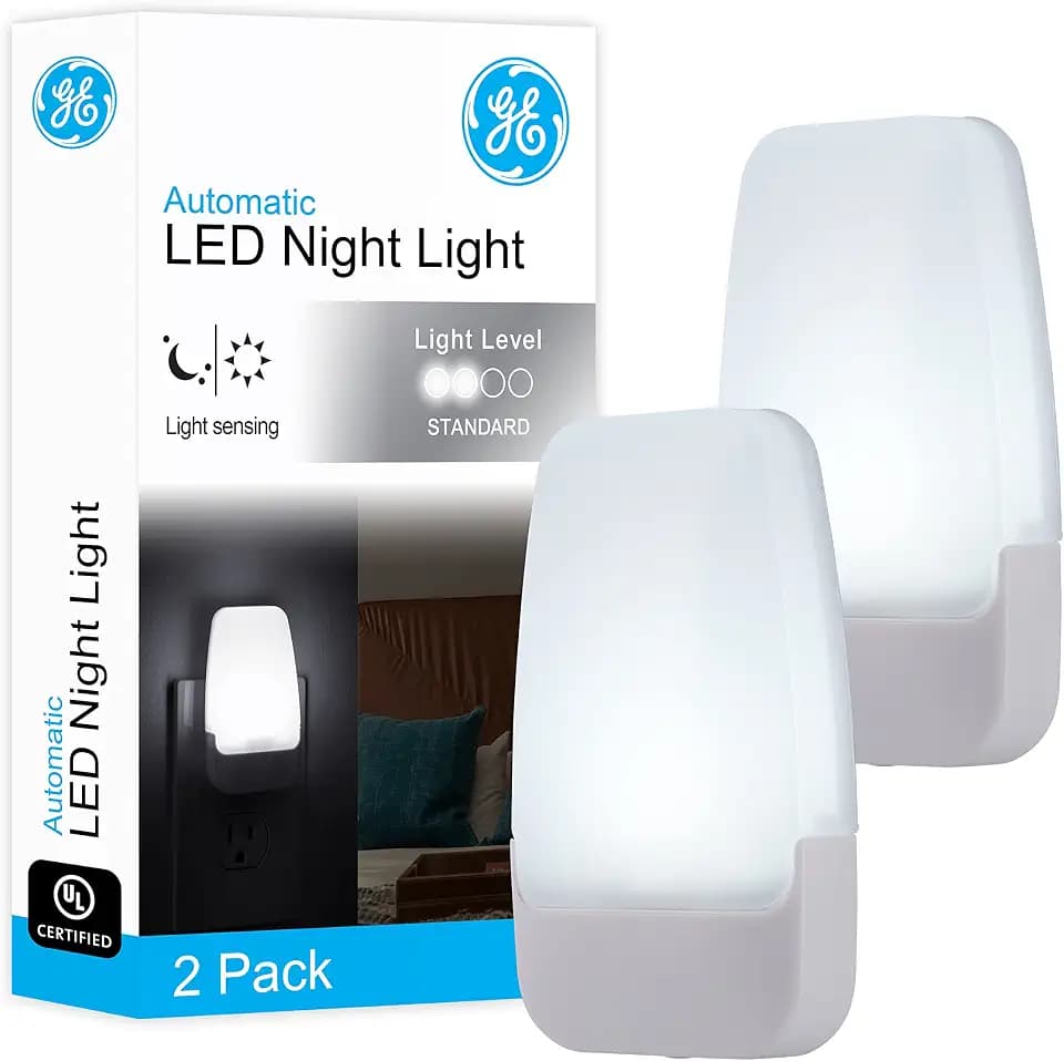 GE Plug in Night Light with Dusk to Dawn Sensor, 2 Pack