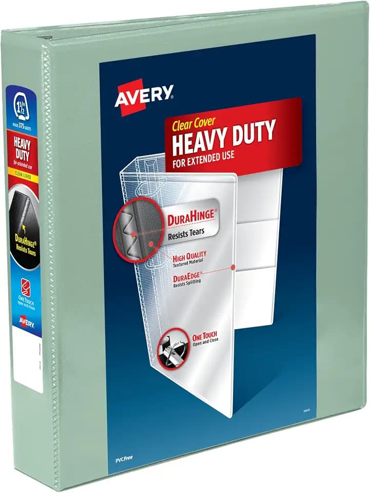 Avery Heavy-Duty View 3 Ring Binder, 1.5" Slant Rings, 1 Sage Binder