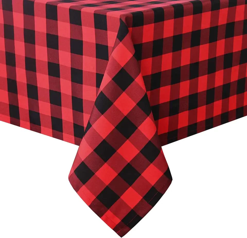 Hiasan Checkered Tablecloth Rectangle 30 x 60 Inch, Black and Red