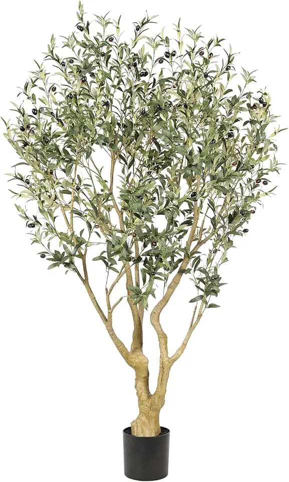 Realead 6ft Olive Tree Artificial Indoor with Thick Trunk & Realistic Leave