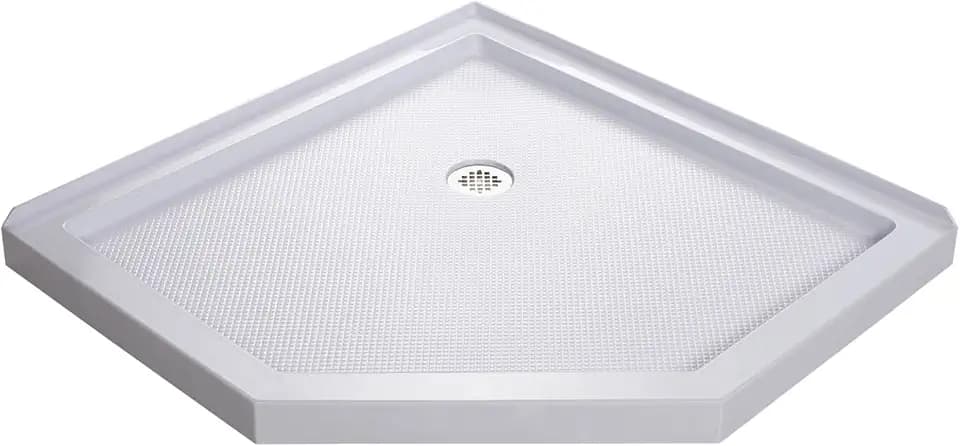 DreamLine SlimLine 42 in. D x 42 in. W x 2 3/4 in. H Corner Drain Neo-Angle Shower Base in White, DLT-2042420