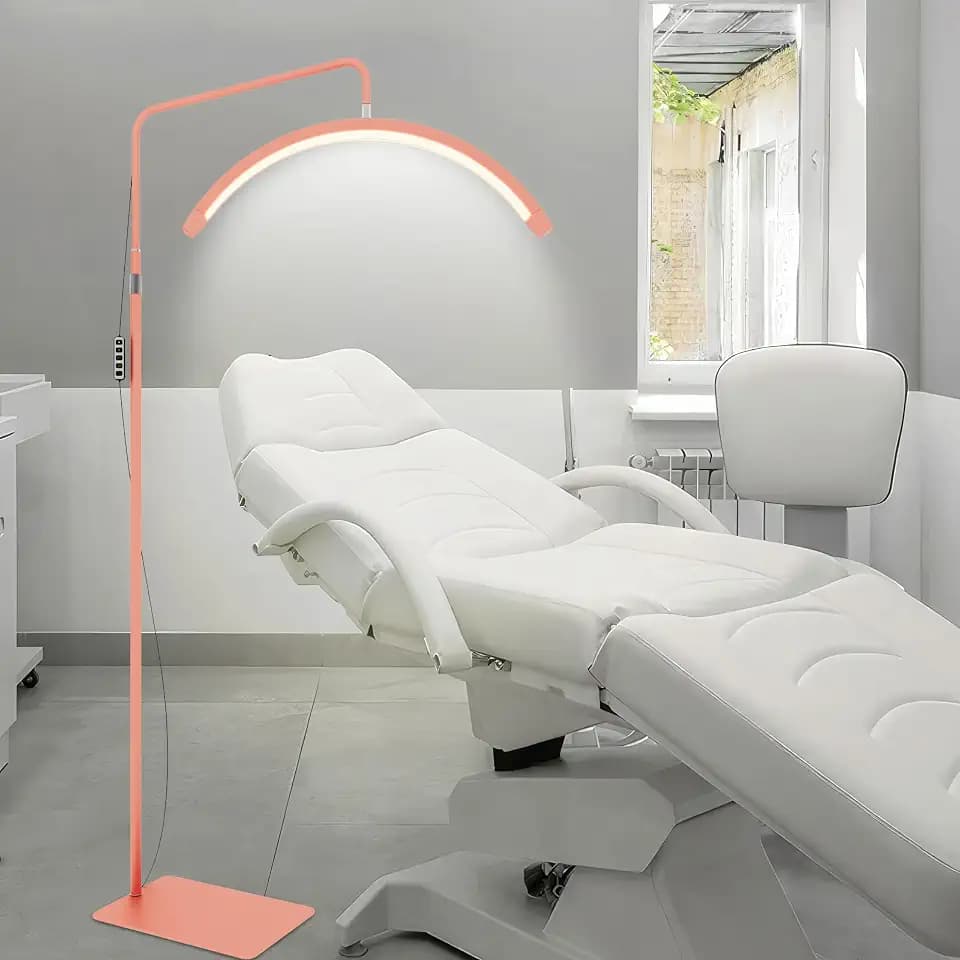 23 inch Half Moon Lamp, Bright Eyelash Extension Arched LED Floor Light, Portable Esthetician Lash Light for Lash Tech,Lashing Lamp for Beauty, Skincare, Lashes (Pink)