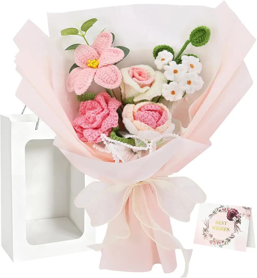 Marvogo Handmade Crochet Flower Bouquet,Crochet Flowers for Loved Ones
