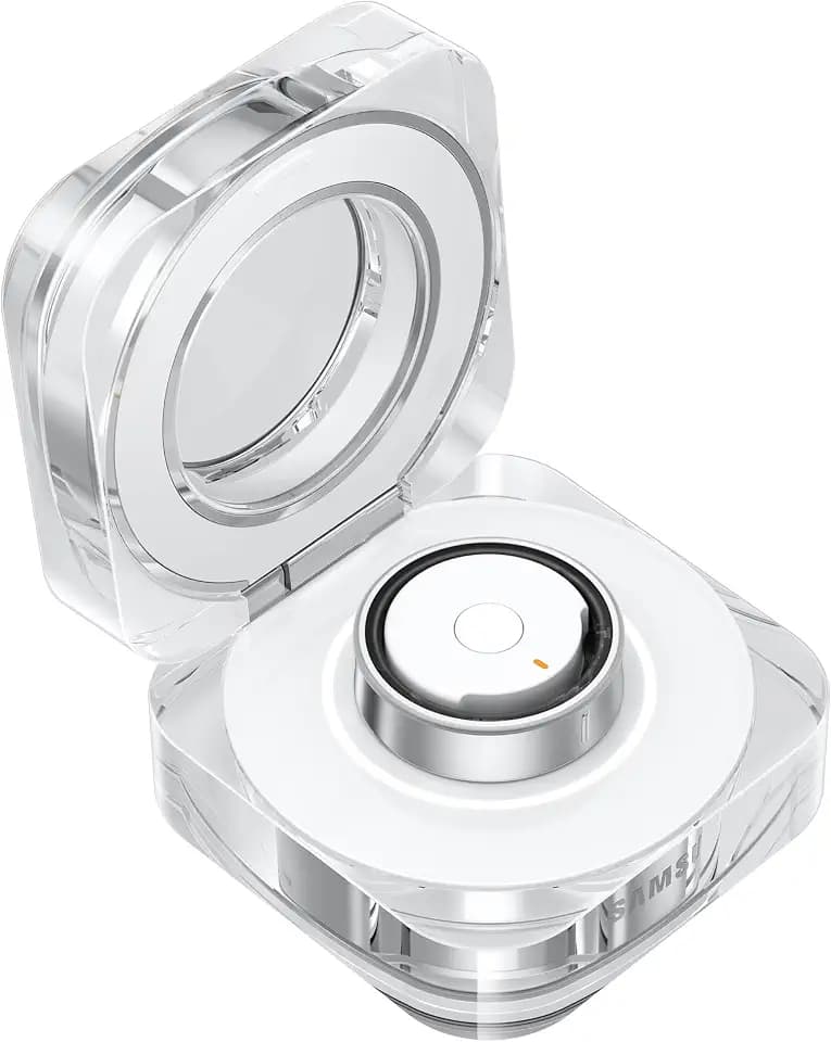 Samsung Galaxy Ring Charging Cradle Portable Charger for Fitness Ring, Crystal-Clear Case, Protective Cover, 3A Cable Included, Charge On-The-Go, EP-QQ506CWEGUS, Size 6