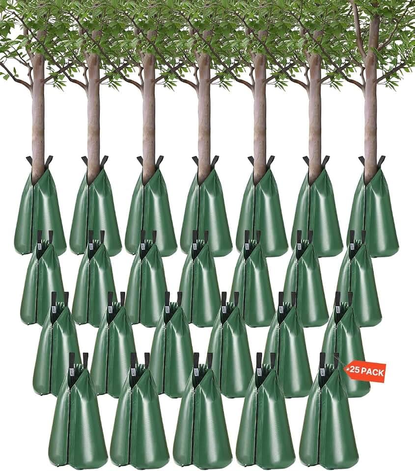 VEVOR Tree Watering Bag, 25 Packs 20 Gallons Watering Bags for New Trees, 5-9 Hours Slow Release Refillable Tree Drip Irrigation Bags with Zipper, Durable Tree Watering System for Deep Root Targeting