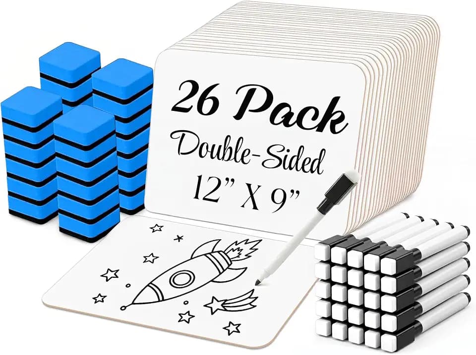 26 Pack Dry Erase Lapboards 12" x 9" - Bulk Mini White Boards for Students