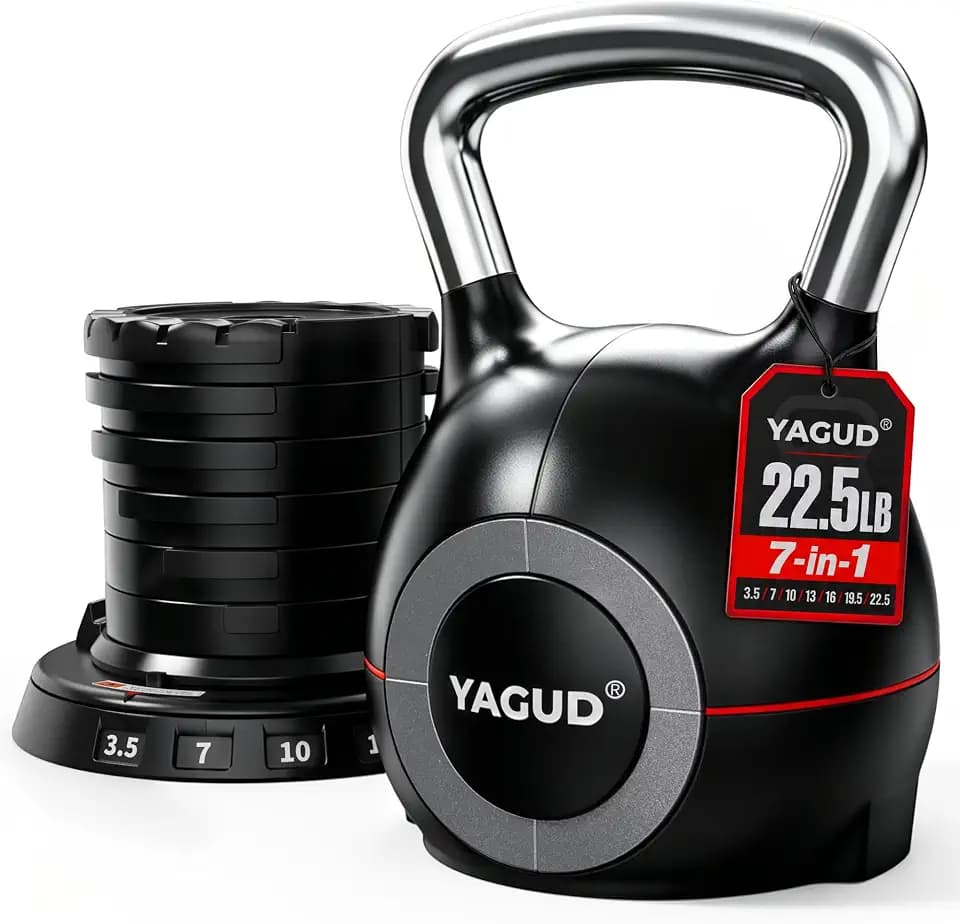 Yagud Adjustable Kettlebell, 22.5lbs Kettlebell Set with 7 Levels
