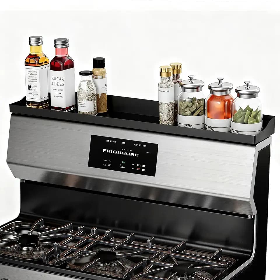 Foeacry 30" Magnetic Stove Top Shelf - Stainless Steel Magnetic Spice organizer for above the Over stove shelf kitchen small space solutions