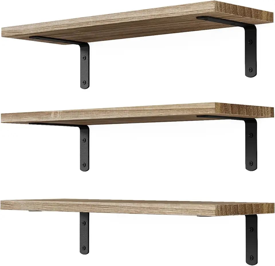 DOLLFIO Floating Wall Shelves, Decor & Storage, Rustic Brown, 16.5'', 3Pcs