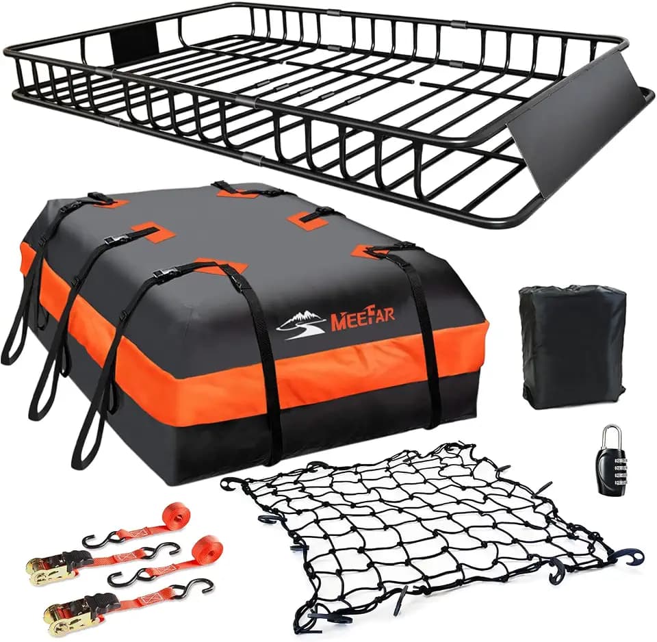 Roof Rack Rooftop Cargo Carrier Basket 65"*39"*6"+Waterproof Bag 20 Cu.Ft.