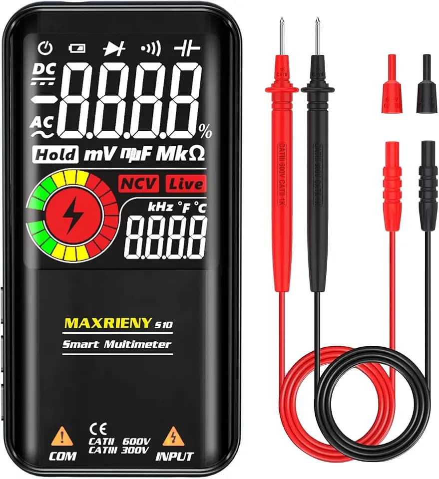 Digitales Multimeter, Farb-LCD-Bildschirm, 3 Ergebnisse, 9999 Zählungen, automatische Reichweite, Taschenmessgerät, Kapazität, Ohm, Durchgang, Frequenz, Diode, Einschaltdauer, Spannungsprüfer