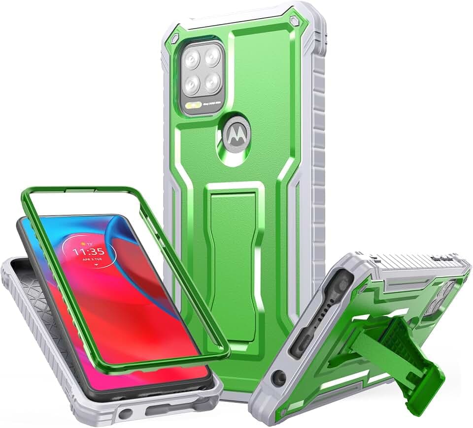 FITO for Moto G Stylus 5G Case, Dual Layer Shockproof Heavy Duty Case for Motorola G Stylus 5G Phone with Screen Protector, Built-in Kickstand (Green)