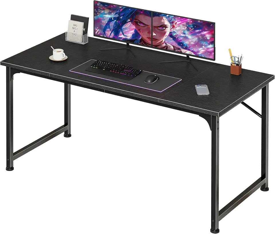 PRAISUN 47 Inch Computer Desk, Office Desk, Spacious Desktop, Black