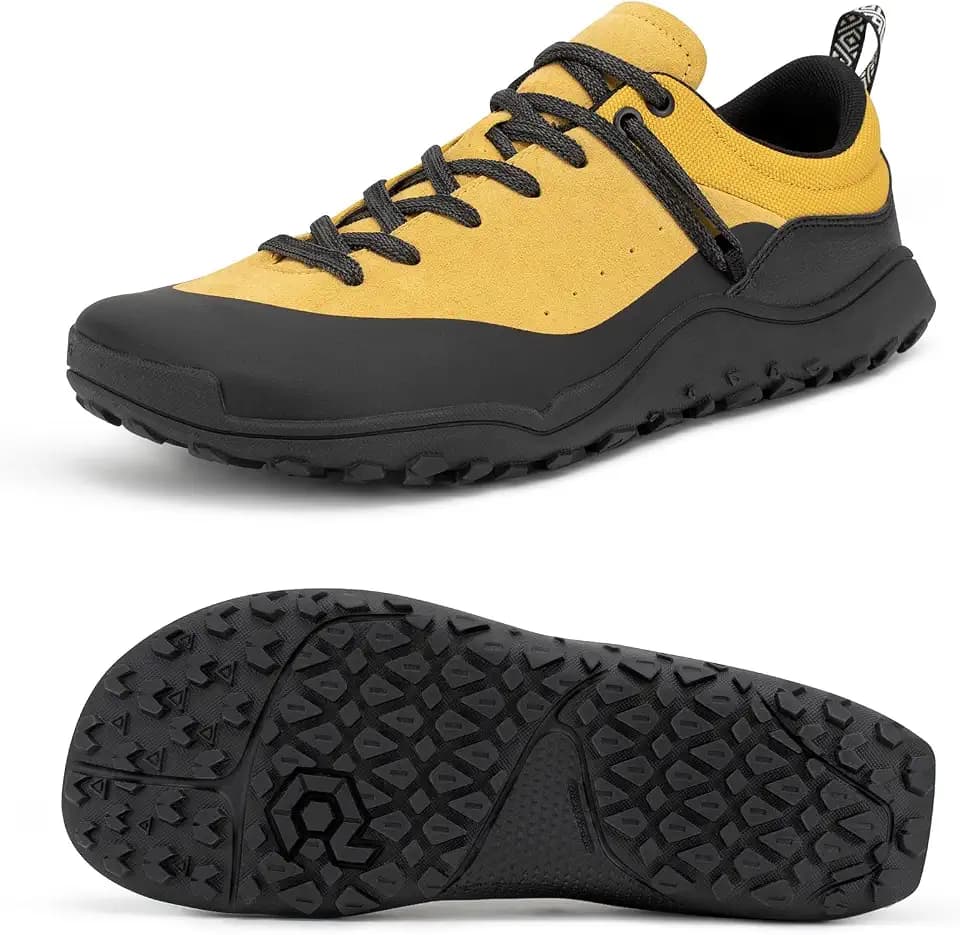 Men's Barefoot Shoes for Trail Hiking & Gym - Zero Drop & Wide Toe Box - Anti-Wear Deep Lug Sole - Relieve Knee & Arch Pressure