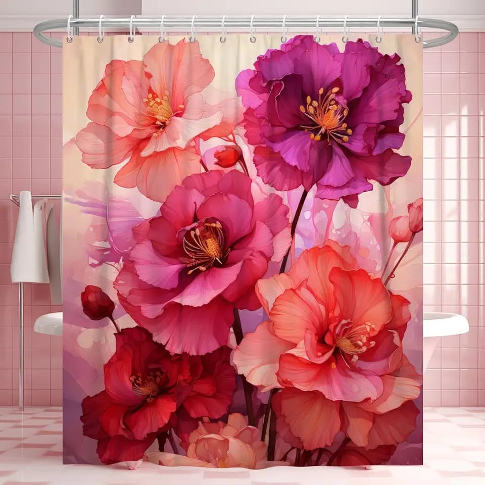 Red Waterproof Shower Curtain for Bathroom 72" Wx72 L