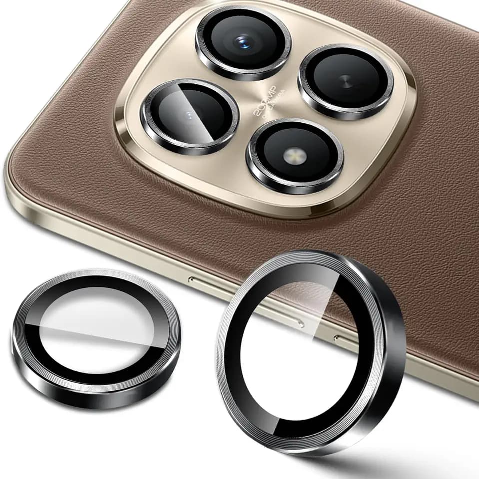 Lutree für Xiaomi Redmi Note 15 Pro 5G/ Note 15 Pro Plus 5G/ Poco M8 Pro für Panzerglas Kameraschutz, 9H Härte HD Individuell Linsen Folie, Metall Ring + Schutzglas, Anti-Kratzen Kameraschutz -Schwarz