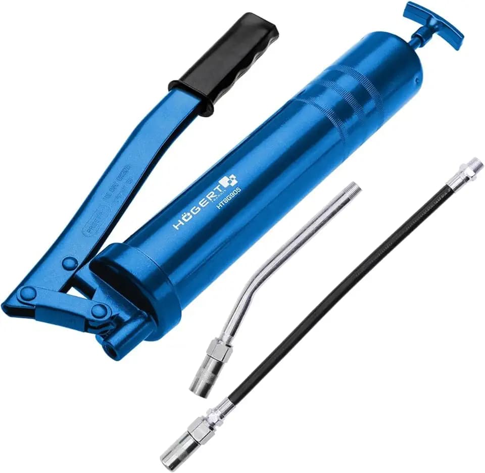 HÖGERT TECHNIK Fettpresse 8000PSI Handfettpresse 400g Fett Handhebelfettpresse Presse - präzise Dosierung Grease Gun mit Druckrohr Schlauch Für Einfache Schmierung Fettspritze