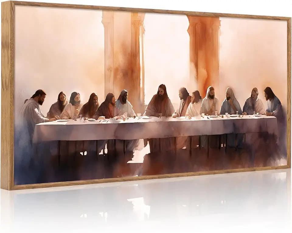 Aurlan The Last Supper Framed Canvas Wall Art 40x20 Inch