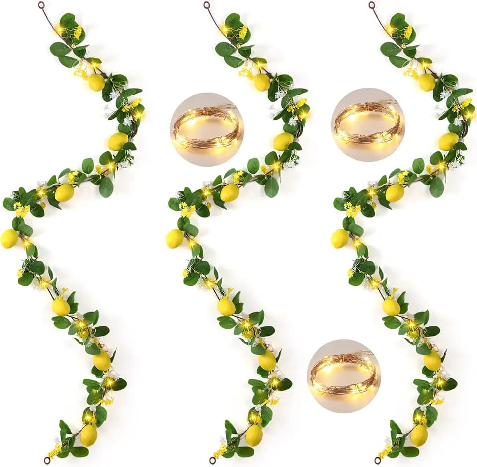 5.74 ft Artificial Lemon Garland, 3 Pcs, Stylish Style