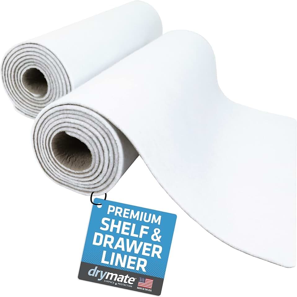Drymate Premium Luxury Shelf & Drawer Liners, 12”x59”, 2-Pack, White
