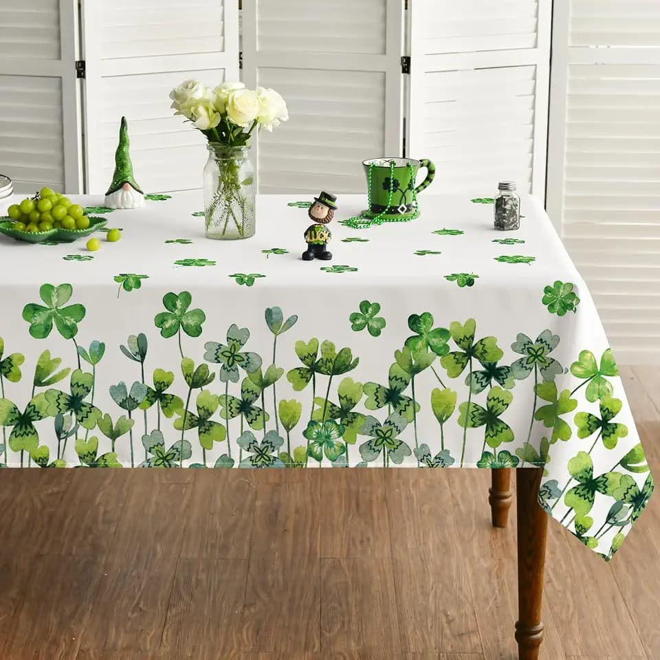 Horaldaily St. Patrick's Day Tablecloth 52 x 70 Inch Rectangular Watercolor