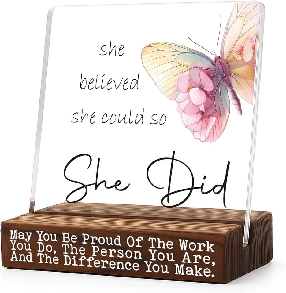 She Believed She Could So She Did Gift, Butterfly Desk Decor for Women