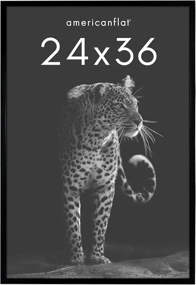 Americanflat 24x36 Poster Frame with Polished Plexiglass - Soho Collection - Gallery Style Deep Molding Picture Frames for Wall Display - Black