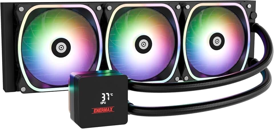 ENERMAX AQUAFUSION II 360mm ARGB AIO Wasserkühlung Intel AMD Digital APP | Dual Chamber, TDP 370W+, Intel LGA 1851/1700/115x/2066 & AMD AM5/AM4, Digital Anzeige, 3x SquA 120 PWM Lüfter ELC-AQFS360-SQA