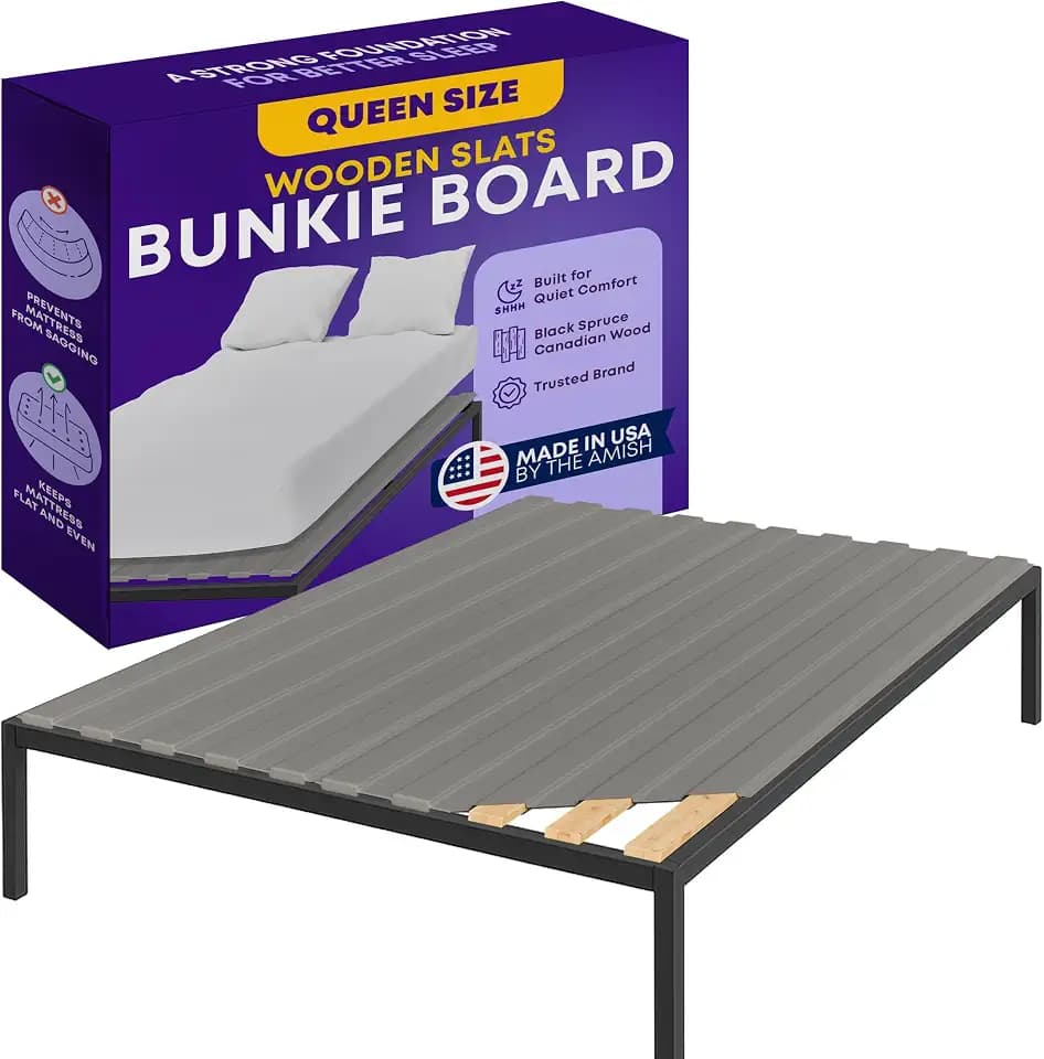 Greaton, Wooden Queen Bed Slats for Support Under Mattress with Cover – Replacement Wood Slats for Queen Size Bed Frame – Under Mattress Support Without Extra Height – 2.38-Inch Standard Width