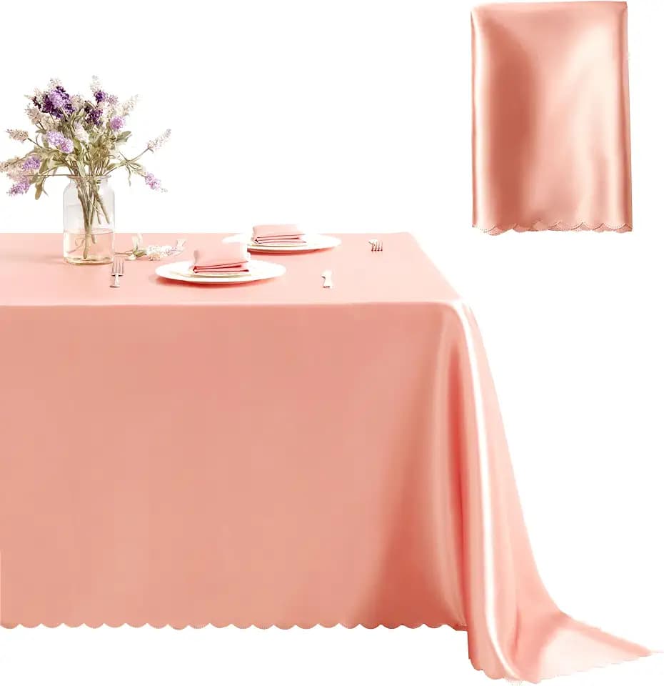 Rectangle Satin Tablecloth 60 x 120 Inches, Rose Gold