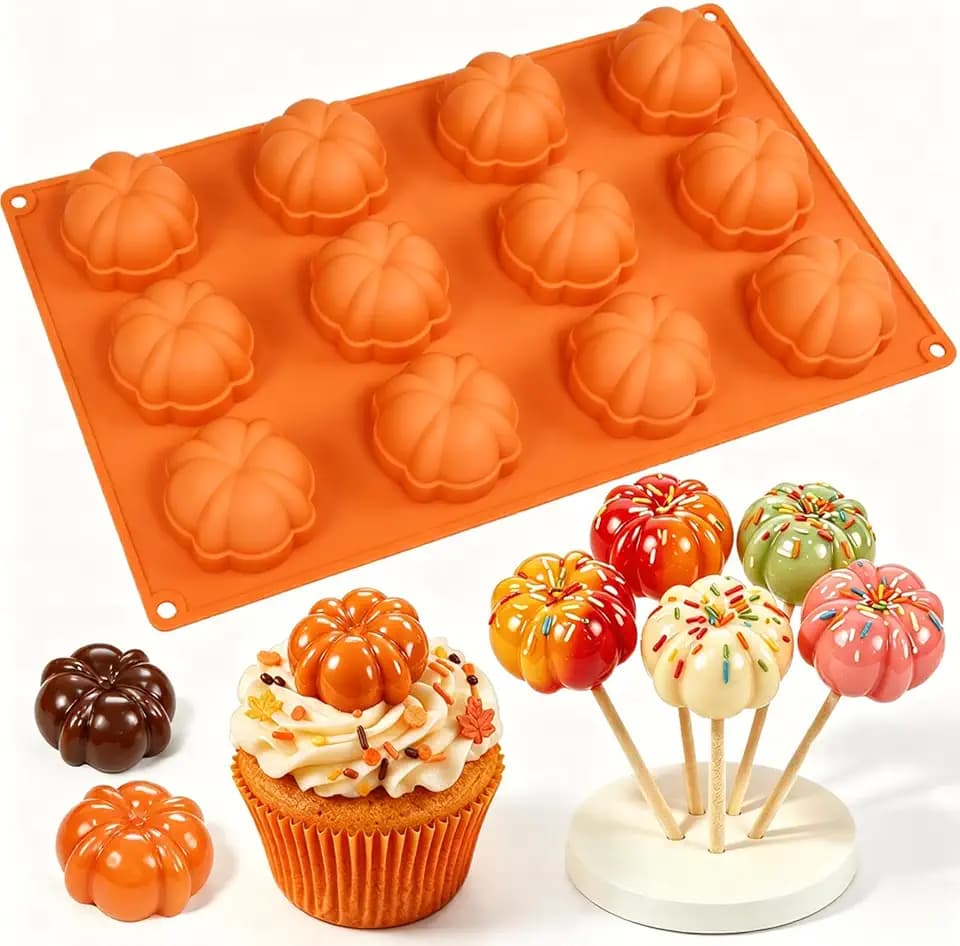 Pumpkin Silicone Mold for Baking, Fall Small Pumpkin Mold 12-Cavity