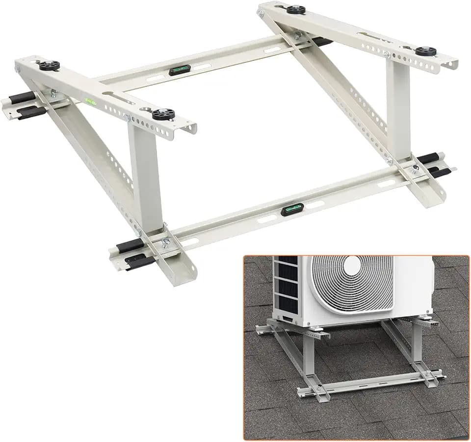 GCGOODS Air Conditioner Rooftop Mount Bracket for Ductless Mini Split Heat Pump Air Conditioner Unit, Adjustable Angle Design for Stability and Level, Universal for Condenser Units 9000-24000 BTU