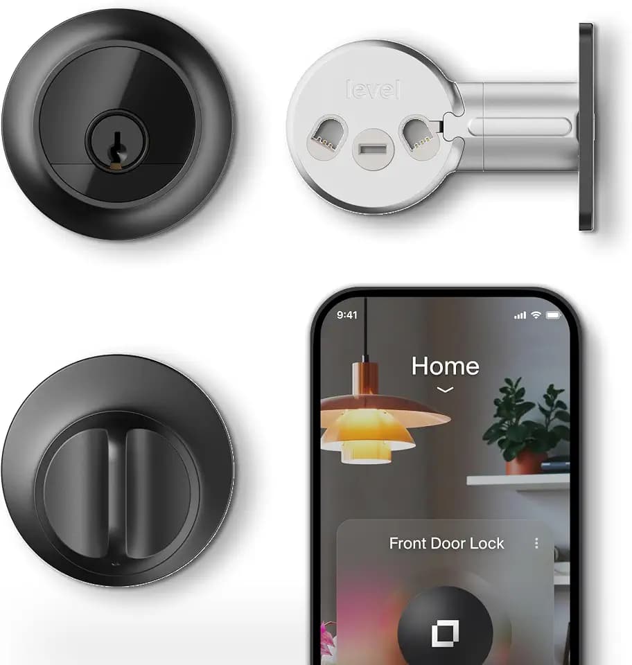 Level Lock Pro - World’s Smallest, Fastest, Innovative Smart Lock - Matter-Over-Thread Deadbolt Plus Apple Home Key - Keyless & Remote Access via Apple, Alexa, Google Home, SmartThings (Matte Black)